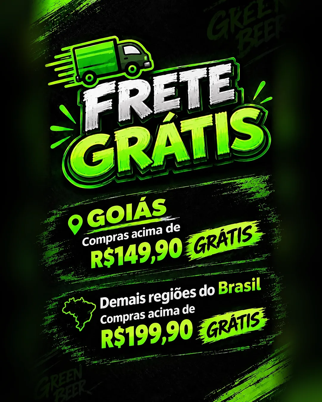 Frete grátis: Goiás em compras acima de R$ 149,90 e demais regiões do Brasil acima de R$ 199,90
